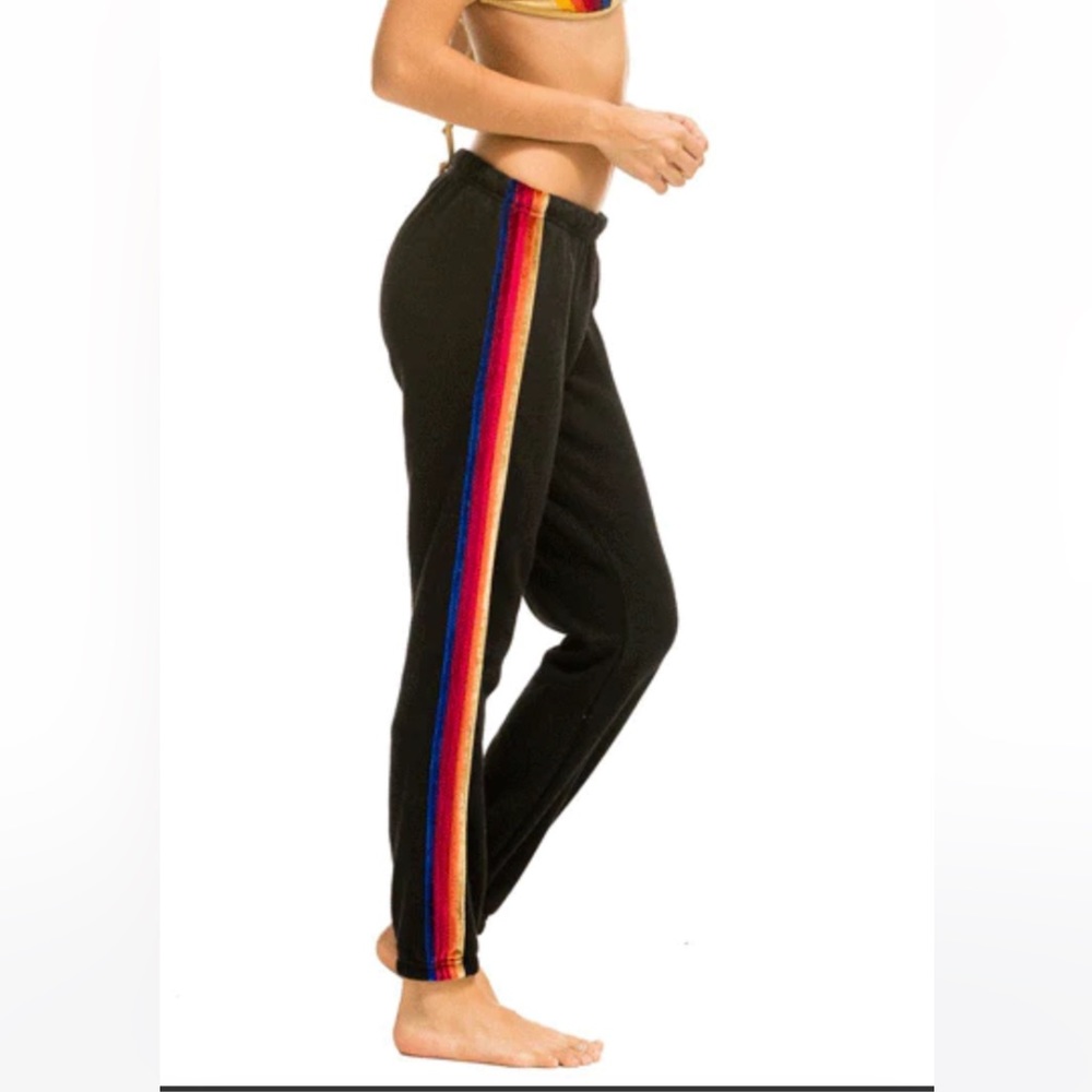 Aviator nation 5 velour stripe sweatpant